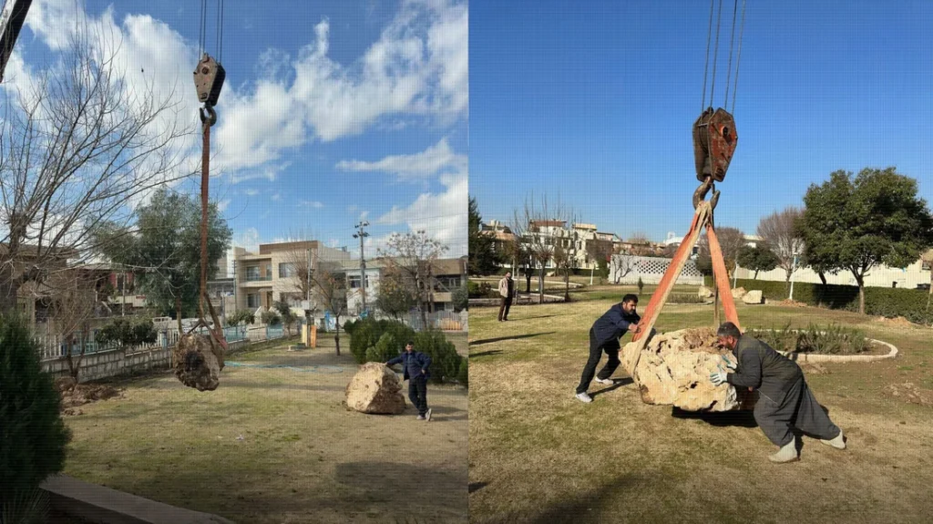 Sulaymaniyah parks install boulders for aesthetic appeal and to protect lawns