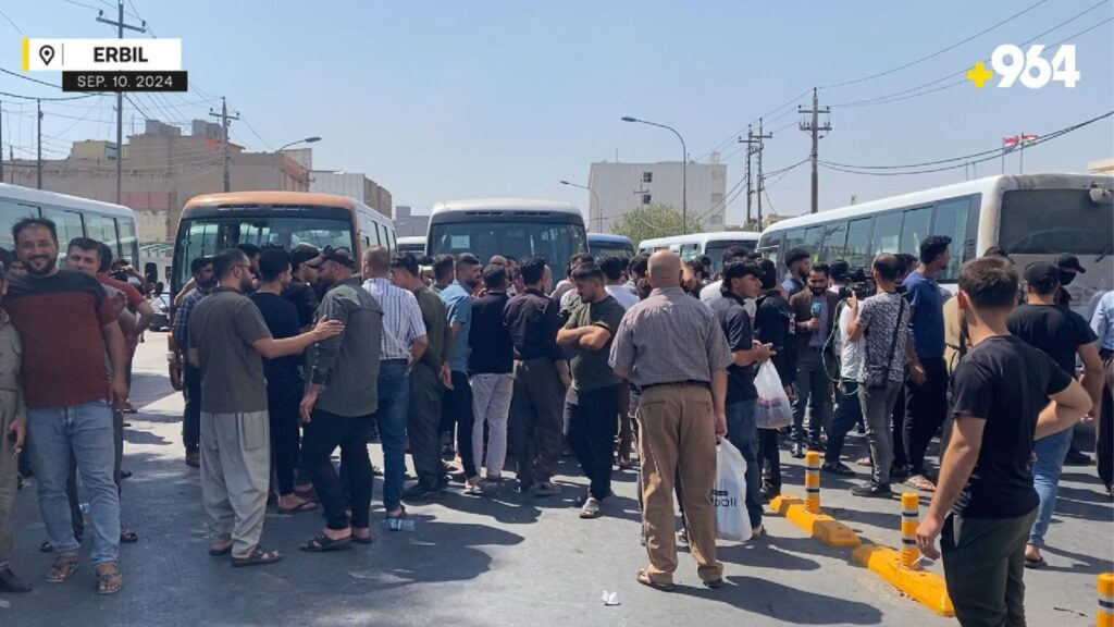 Erbil bus drivers protest against fare reduction imposed by authorities