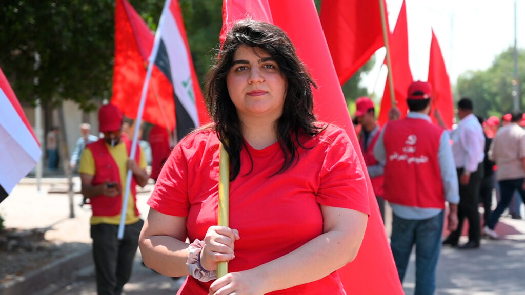 Workers march in Baghdad on May Day, demanding wages, shorter hours